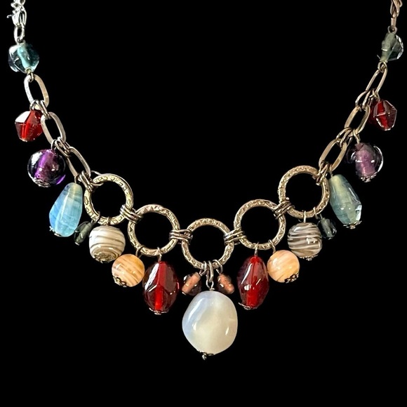 Premier Designs Necklace Art Glass Swirl Bohemian Charm Bead 15” 4” Extender - Picture 1 of 6